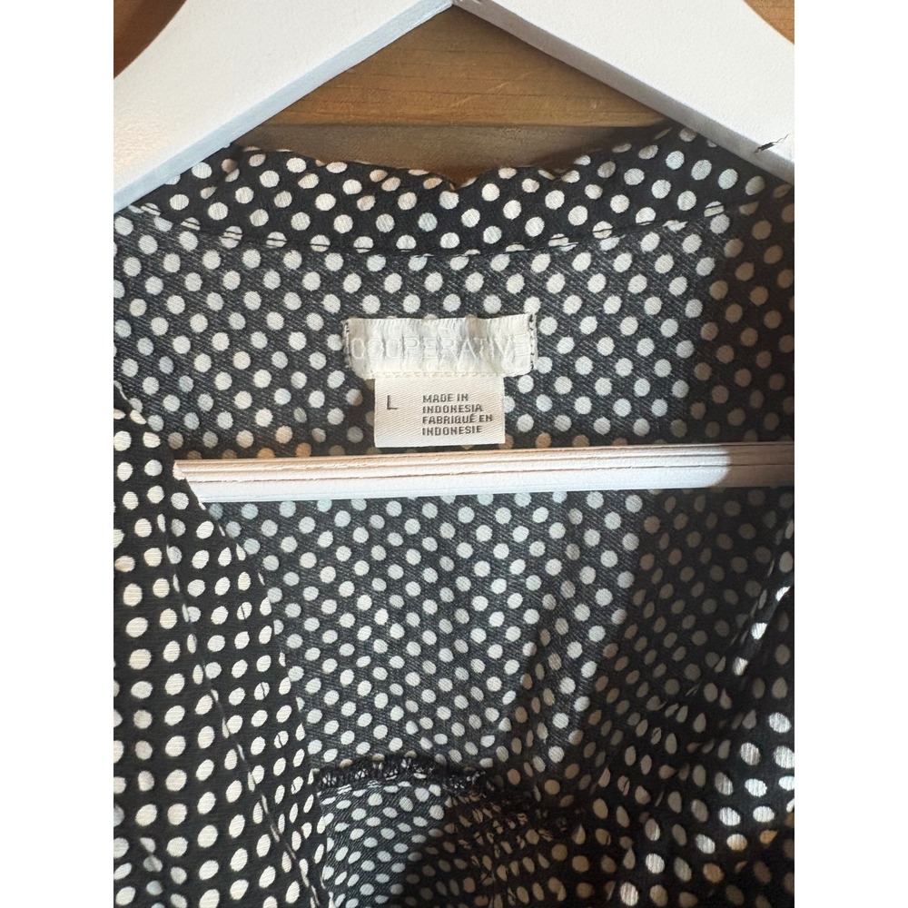 Cooperative Urban Outfitters Polka Dot Button Down Shirt Black White Large L - Picture 2 of 3